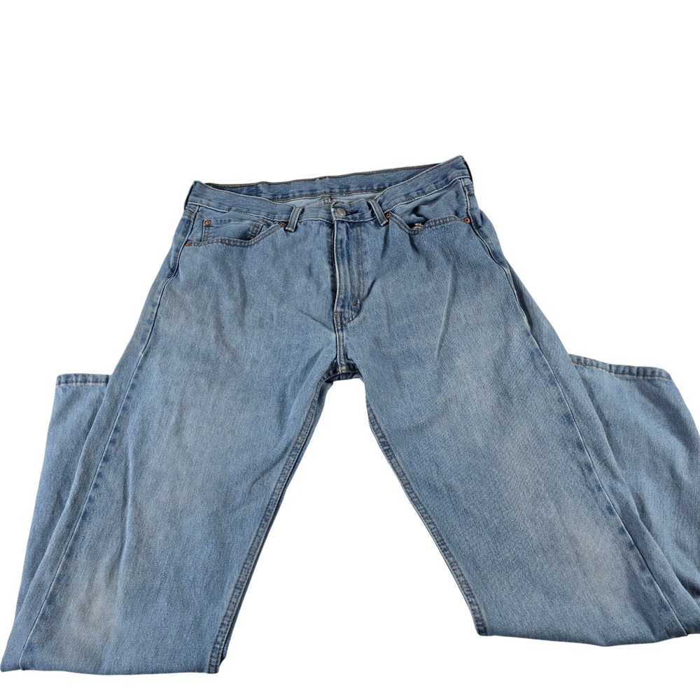 Levis 505 Regular Fit Straight Leg Jeans Light Wash Blue Mens 36x32 Denim Pants